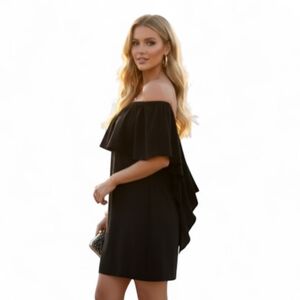 UNBRANDED Women's Mini Dress Black Large Semi Formal festive Wedding